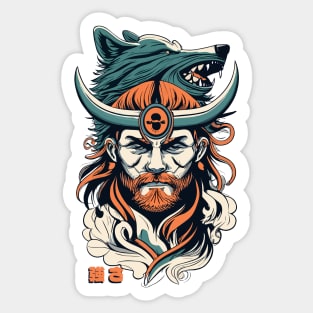 Viking with a wolf Sticker